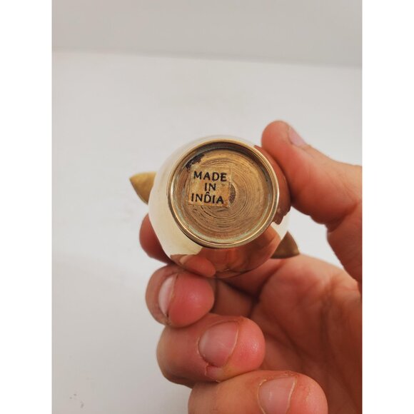 Small Vintage Brass Apple with Stem and Leaf - Picture 6 of 10